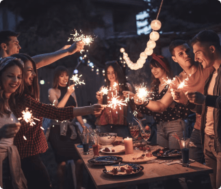 Guests celebrating with sparklers at Dolac Franić